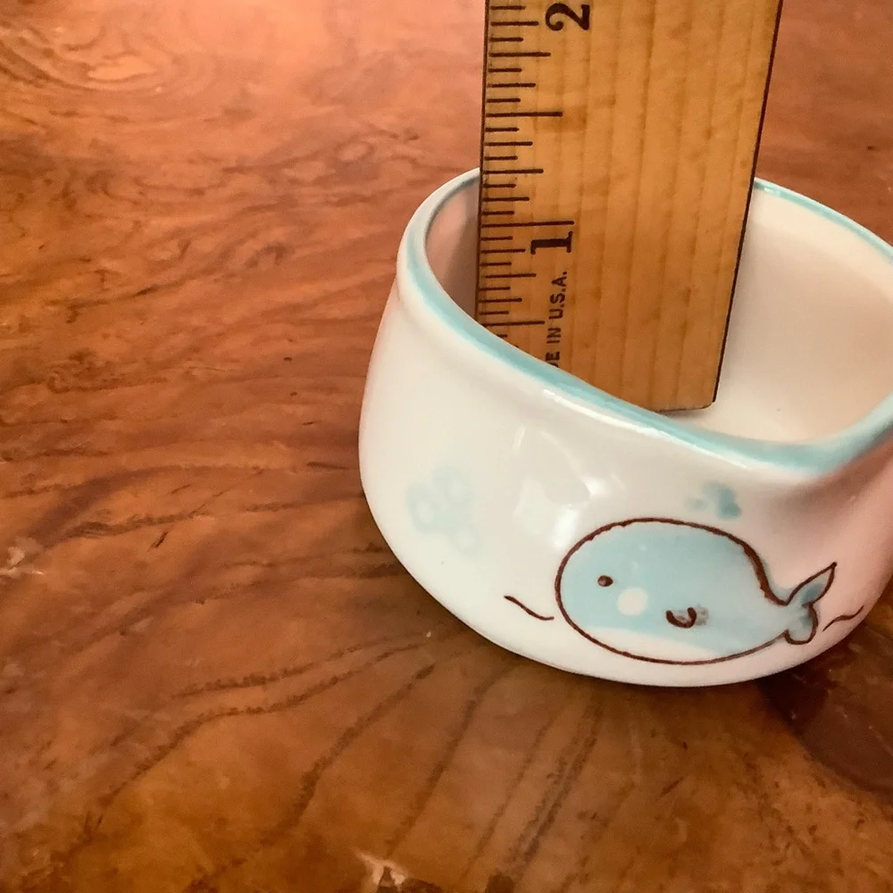 Ceramic Miniature Individual Milk Creamers Syrup 2oz Whale Light Blue Handle